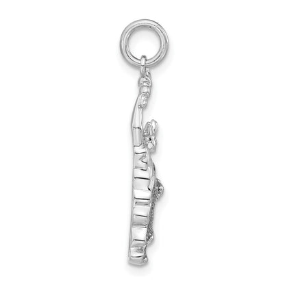 Sterling Silver Glitter Enameled Statue Of Liberty Charm