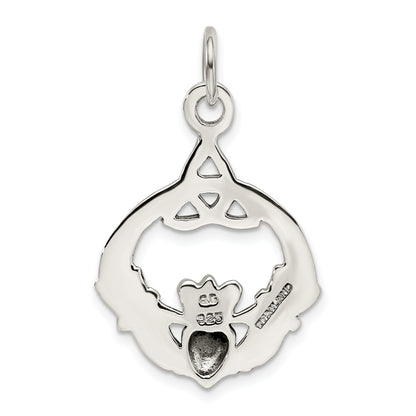 Sterling Silver Antiqued Claddagh Pendant