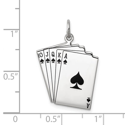 Sterling Silver Rhodium-Plated Playing Cards Polished Charm