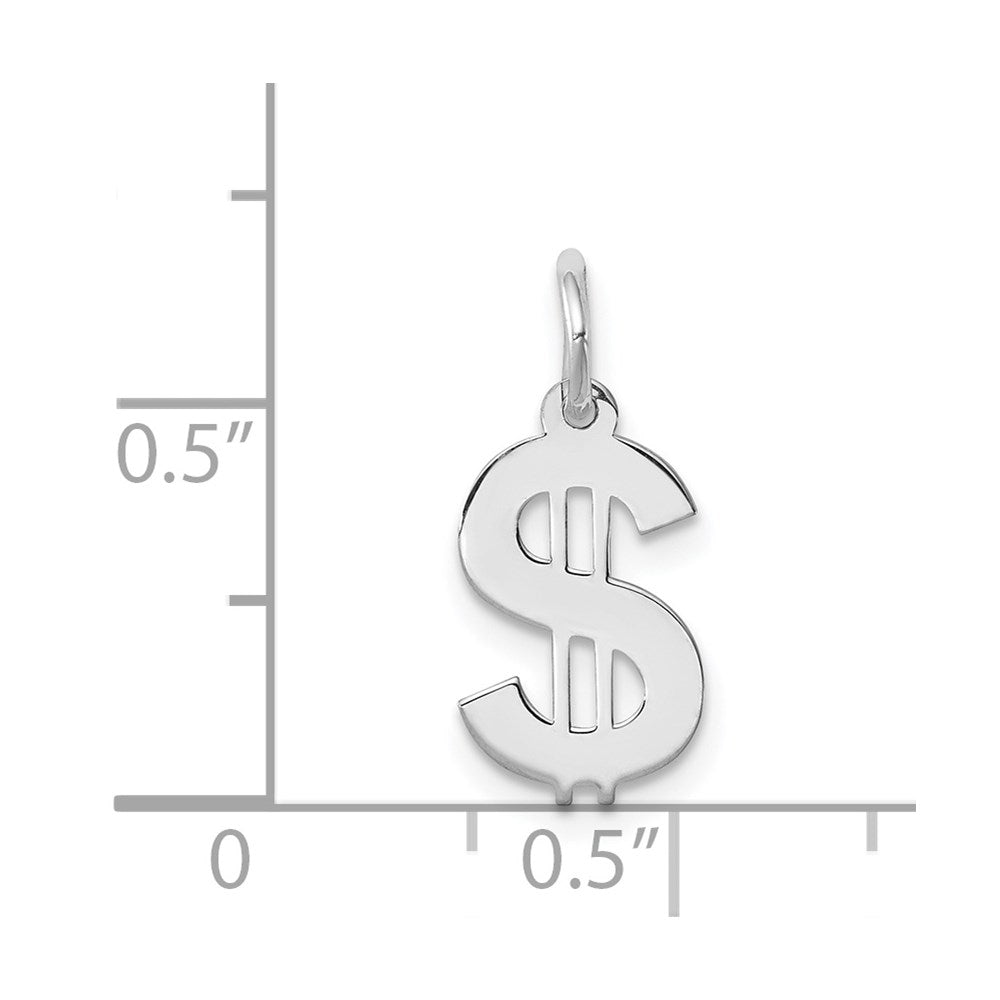 Sterling Silver Rhodium-Plated Dollar Sign Polished