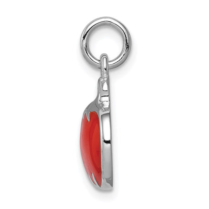 Sterling Silver Rhodium-Plated Orange Enameled Pumpkin Charm