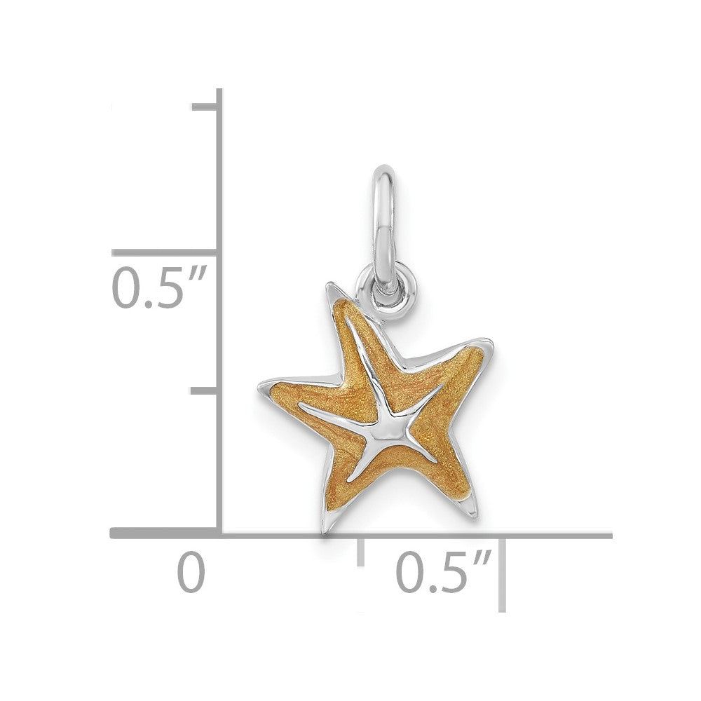 Sterling Silver Orange Enameled Starfish Charm