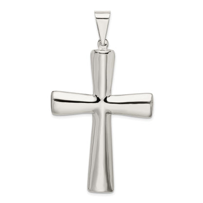 Sterling Silver Rhodium-Plated Hollow Cross Pendant