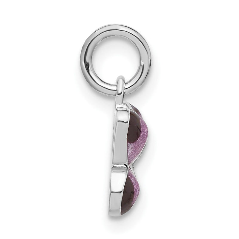 Sterling Silver Rhodium-Plated Rhod Enameled Purple Butterfly