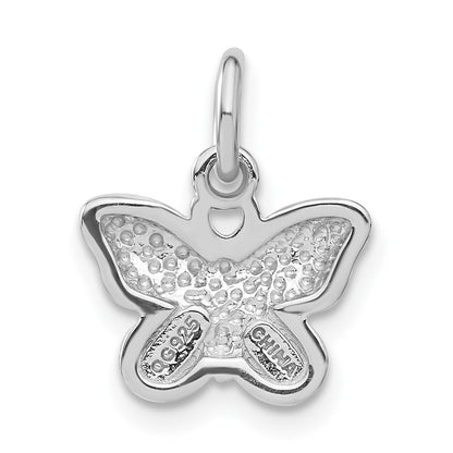 Sterling Silver Rhodium-Plated Rhod Enameled Purple Butterfly