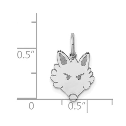 Sterling Silver Rhodium-Plated Fox Head Polished Front/Satin Back Charm