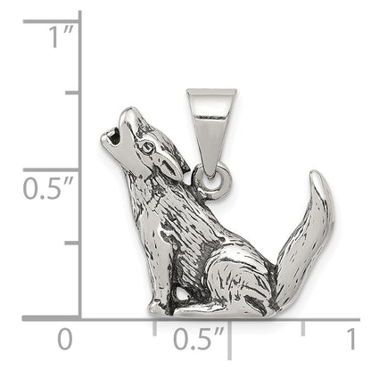 Sterling Silver Antiqued Wolf Charm