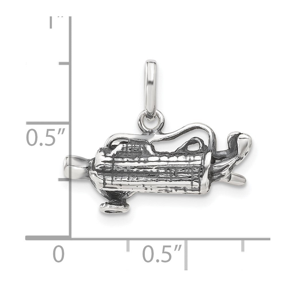 Sterling Silver 3-D Antiqued Golf Bag Charm