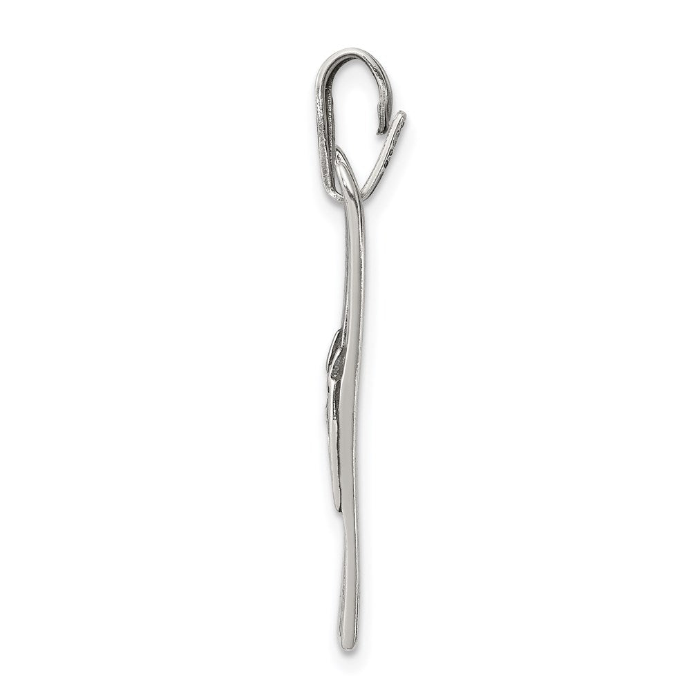 Sterling Silver Antiqued Ski'S Charm