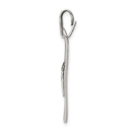 Sterling Silver Antiqued Ski'S Charm