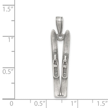 Sterling Silver Antiqued Ski'S Charm
