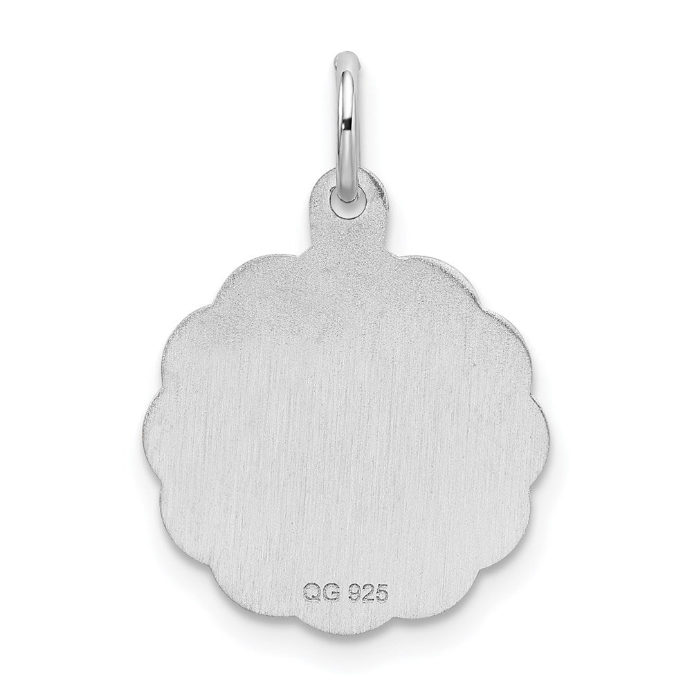 Sterling Silver Rhodium-Plated Brocaded Letter A Initial Charm