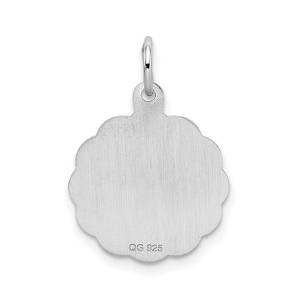 Sterling Silver Rhodium-Plated Brocaded Letter B Initial Charm