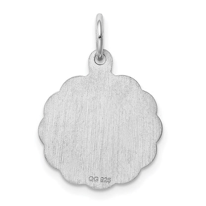 Sterling Silver Rhodium-Plated Brocaded Letter C Initial Charm