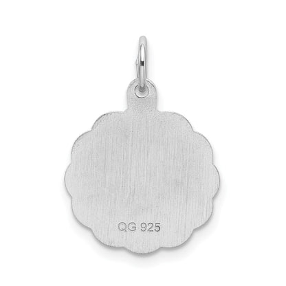 Sterling Silver Rhodium-Plated Brocaded Letter D Initial Charm