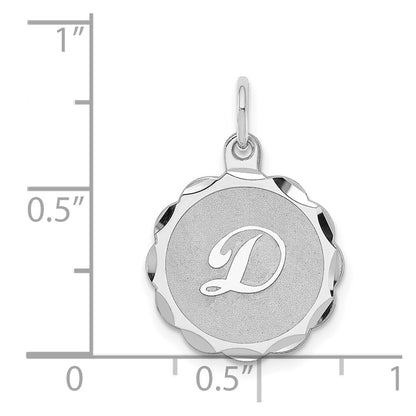 Sterling Silver Rhodium-Plated Brocaded Letter D Initial Charm