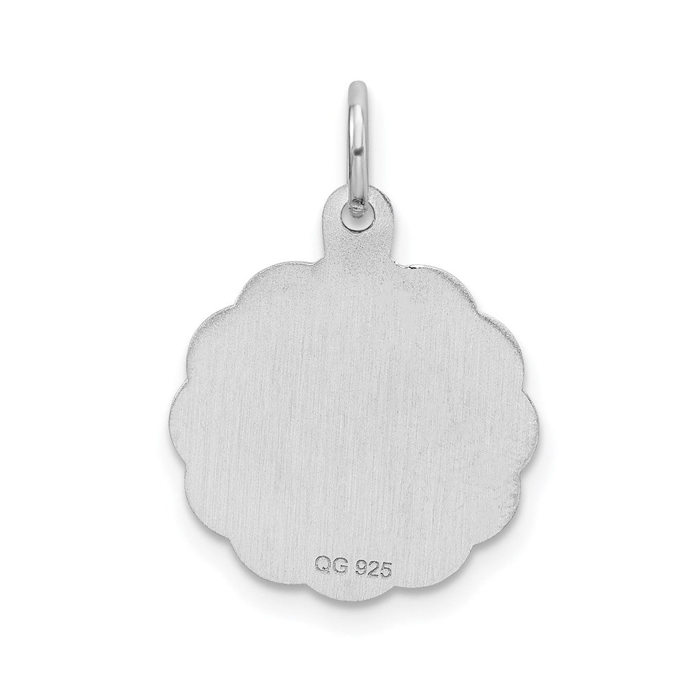 Sterling Silver Silver/Rhodium-Plated Brocaded Letter E Initial Pendant