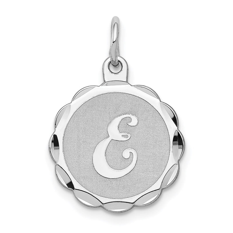 Sterling Silver Silver/Rhodium-Plated Brocaded Letter E Initial Pendant
