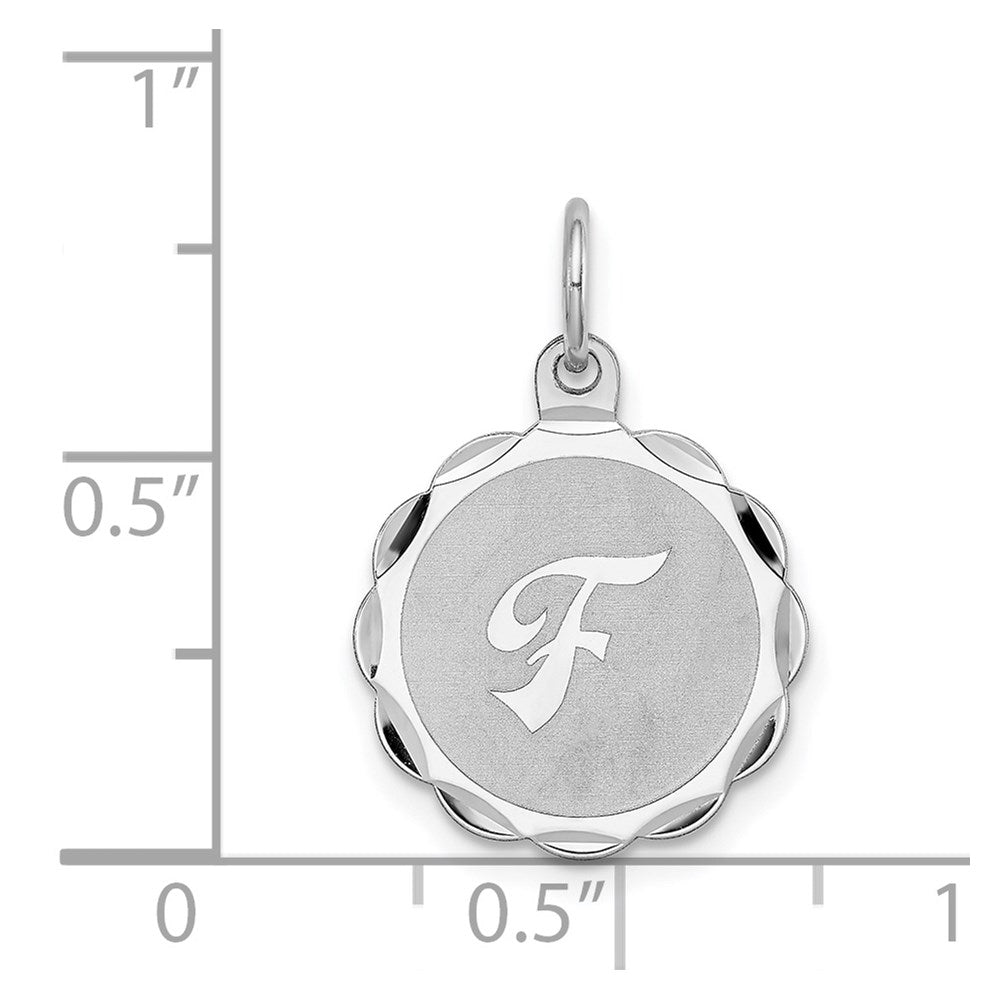 Sterling Silver Silver/Rhodium-Plated Brocaded Letter F Initial Pendant