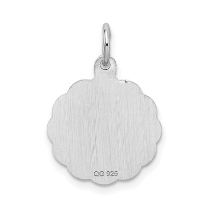 Sterling Silver Silver/Rhodium-Plated Brocaded Letter G Initial Pendant