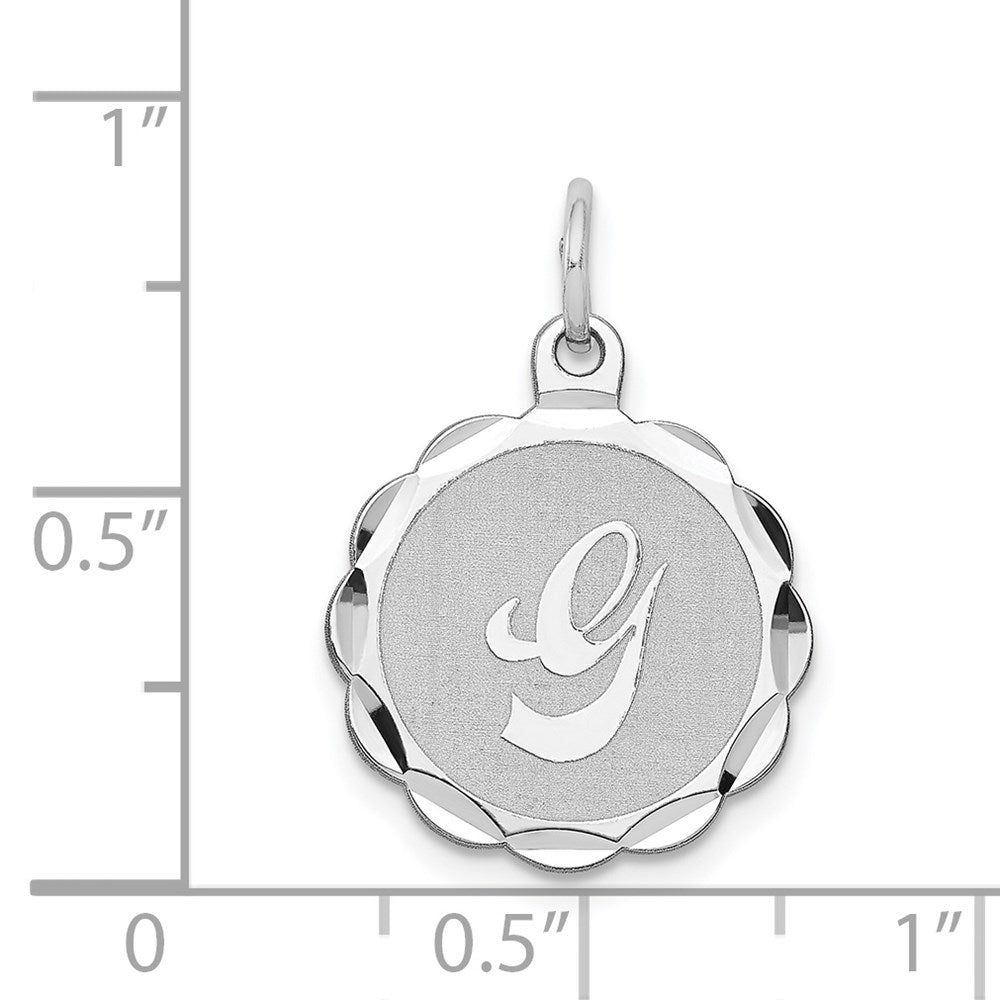 Sterling Silver Silver/Rhodium-Plated Brocaded Letter G Initial Pendant