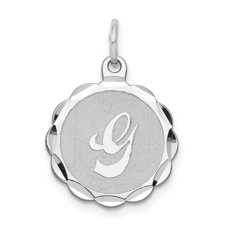 Sterling Silver Silver/Rhodium-Plated Brocaded Letter G Initial Pendant