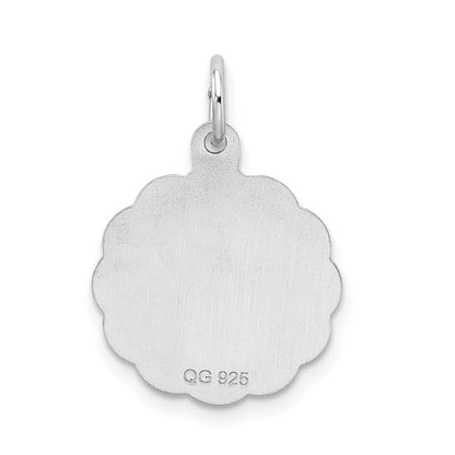 Sterling Silver Silver/Rhodium-Plated Brocaded Letter H Initial Pendant