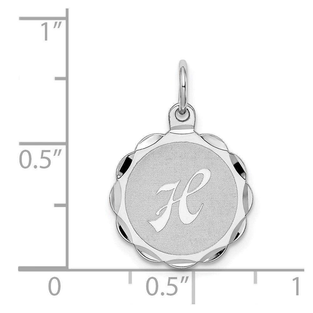 Sterling Silver Silver/Rhodium-Plated Brocaded Letter H Initial Pendant