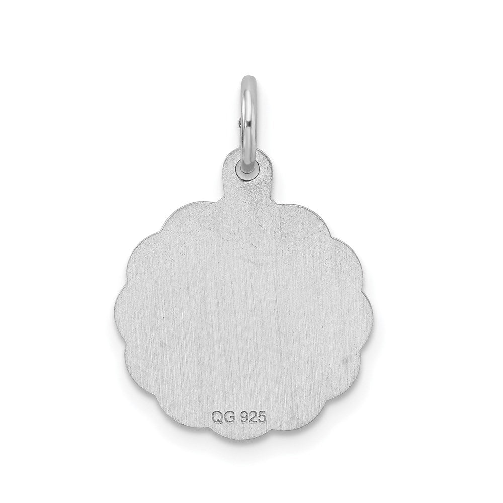 Sterling Silver Silver/Rhodium-Plated Brocaded Letter I Initial Pendant