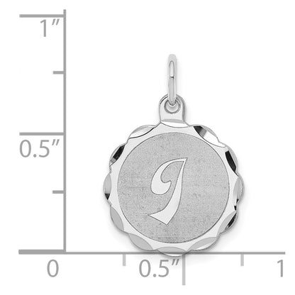 Sterling Silver Silver/Rhodium-Plated Brocaded Letter I Initial Pendant