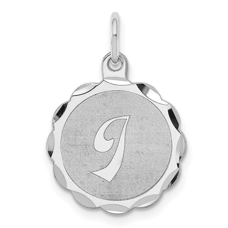 Sterling Silver Silver/Rhodium-Plated Brocaded Letter I Initial Pendant