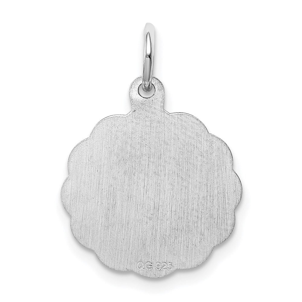 Sterling Silver Silver/Rhodium-Plated Brocaded Letter J Initial Pendant
