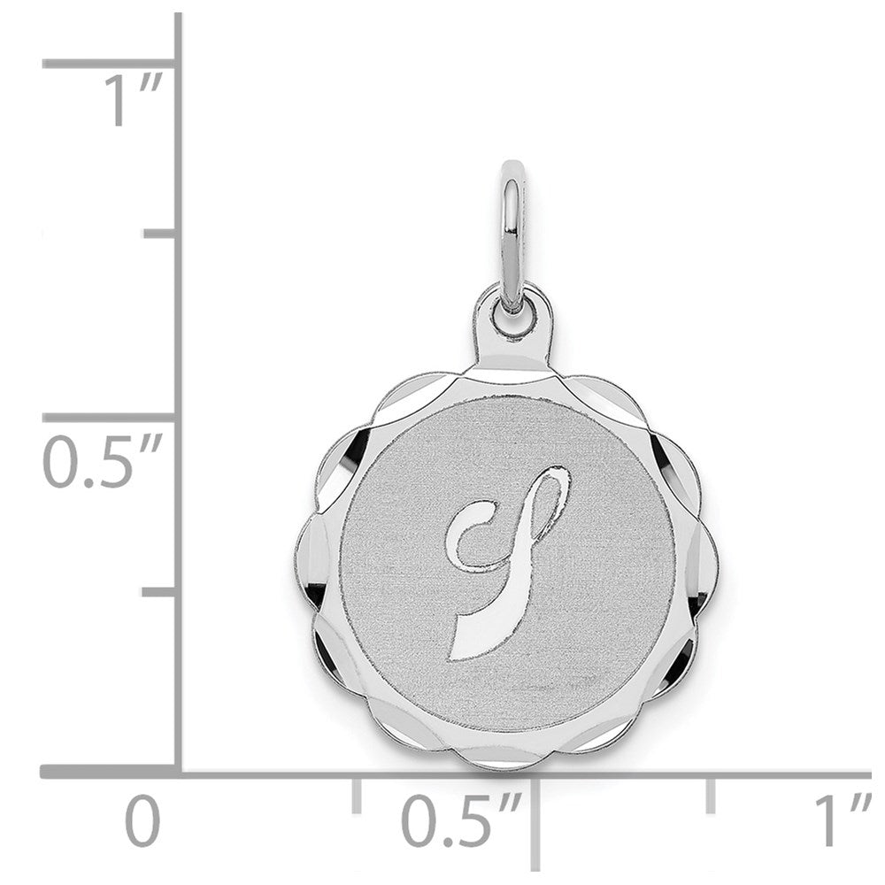 Sterling Silver Silver/Rhodium-Plated Brocaded Letter J Initial Pendant