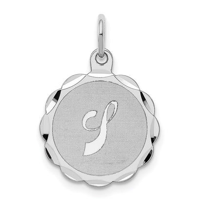 Sterling Silver Silver/Rhodium-Plated Brocaded Letter J Initial Pendant