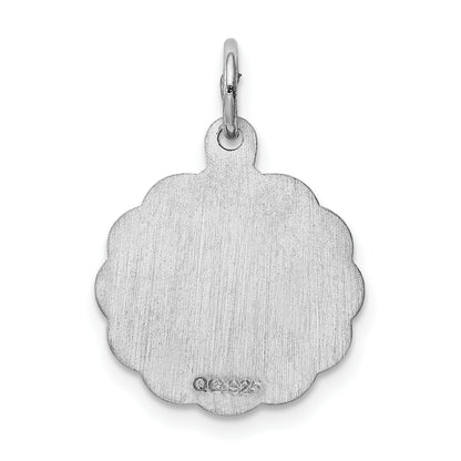 Sterling Silver Silver/Rhodium-Plated Brocaded Letter K Initial Pendant