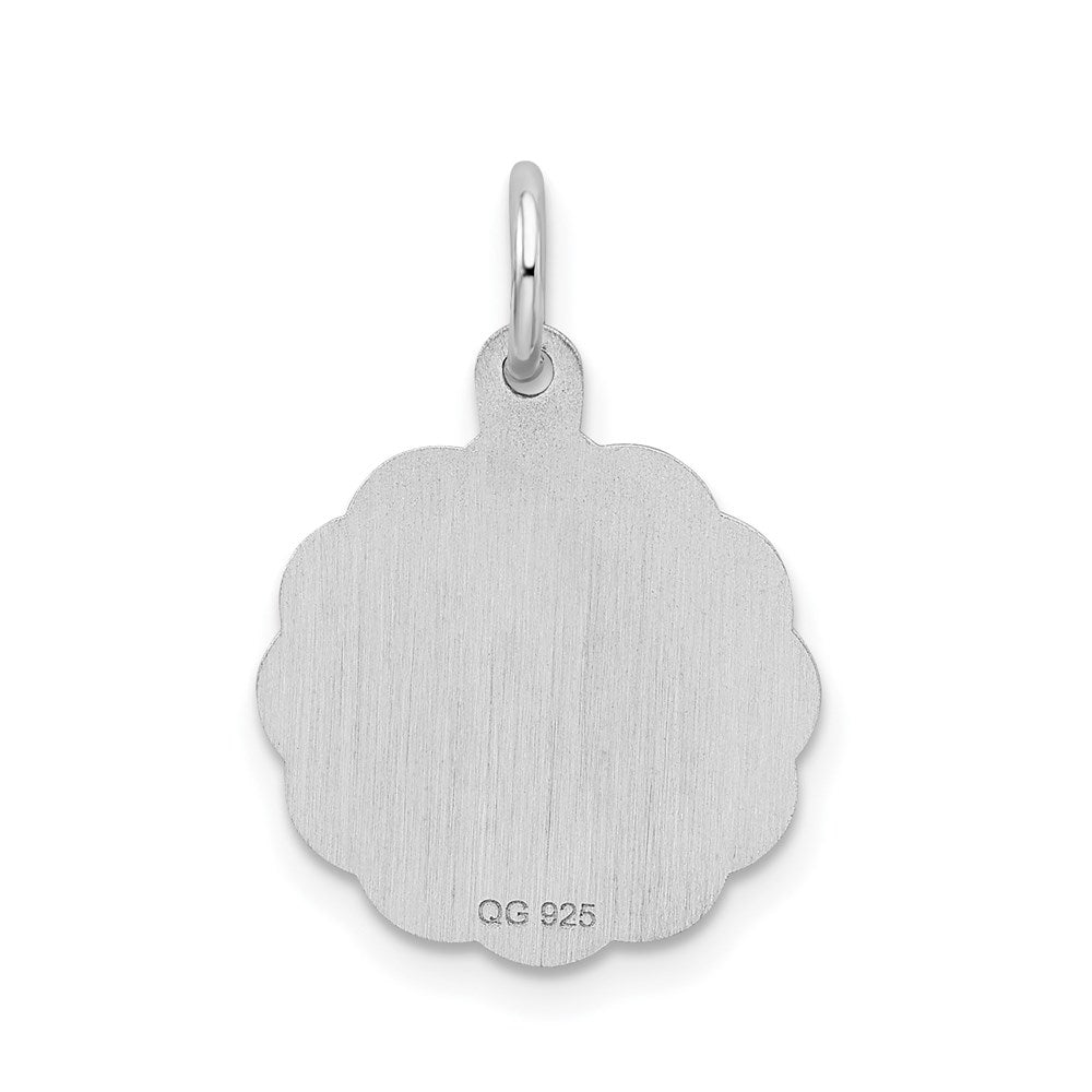 Sterling Silver Silver/Rhodium-Plated Brocaded Letter L Initial Pendant
