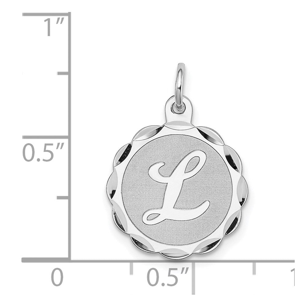 Sterling Silver Silver/Rhodium-Plated Brocaded Letter L Initial Pendant