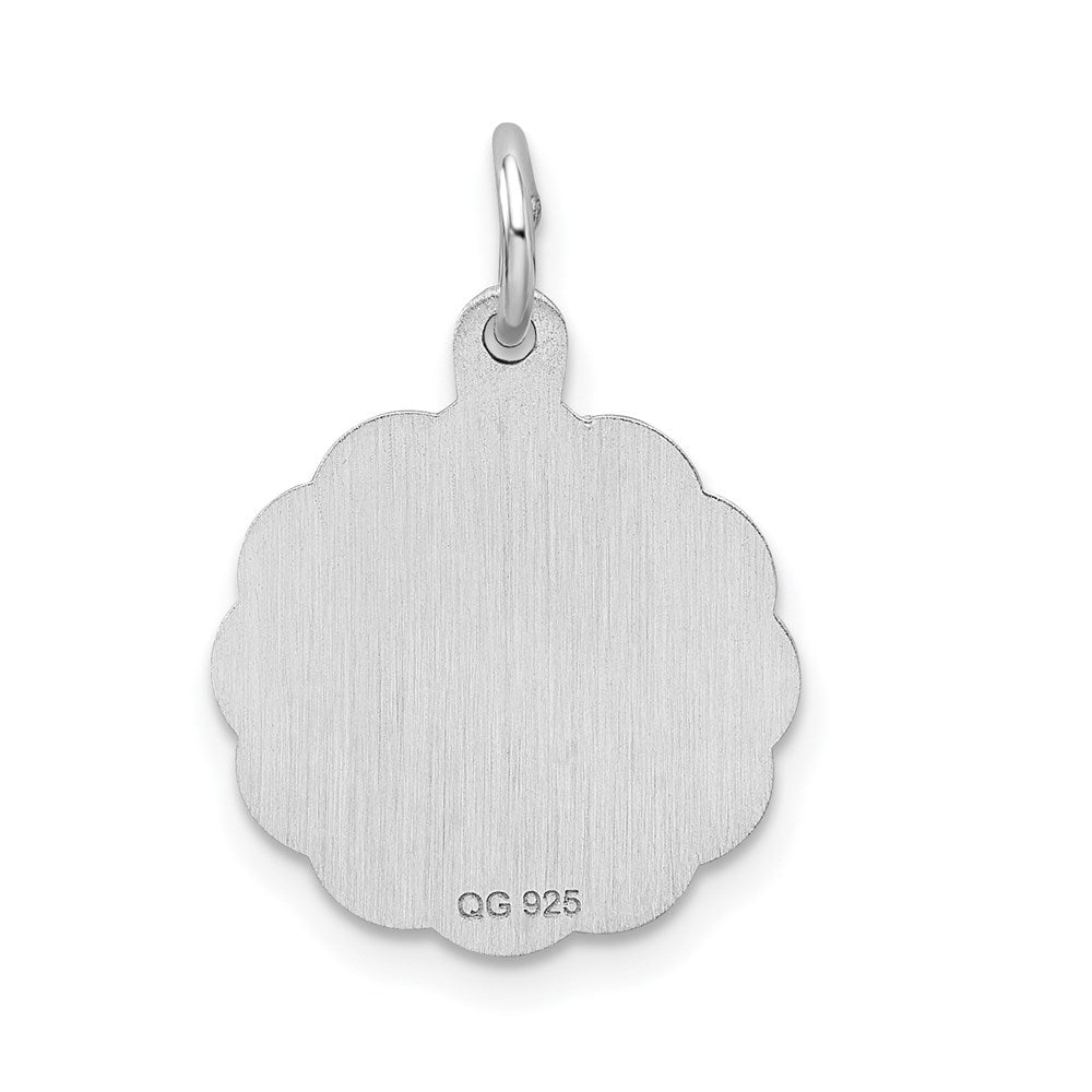 Sterling Silver Silver/Rhodium-Plated Brocaded Letter M Initial Pendant