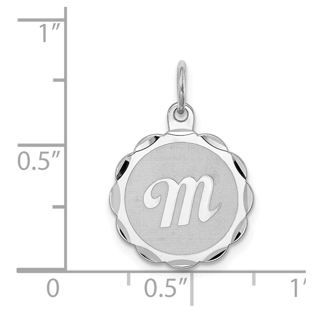Sterling Silver Silver/Rhodium-Plated Brocaded Letter M Initial Pendant