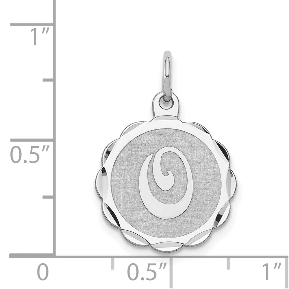 Sterling Silver Silver/Rhodium-Plated Brocaded Letter O Initial Pendant