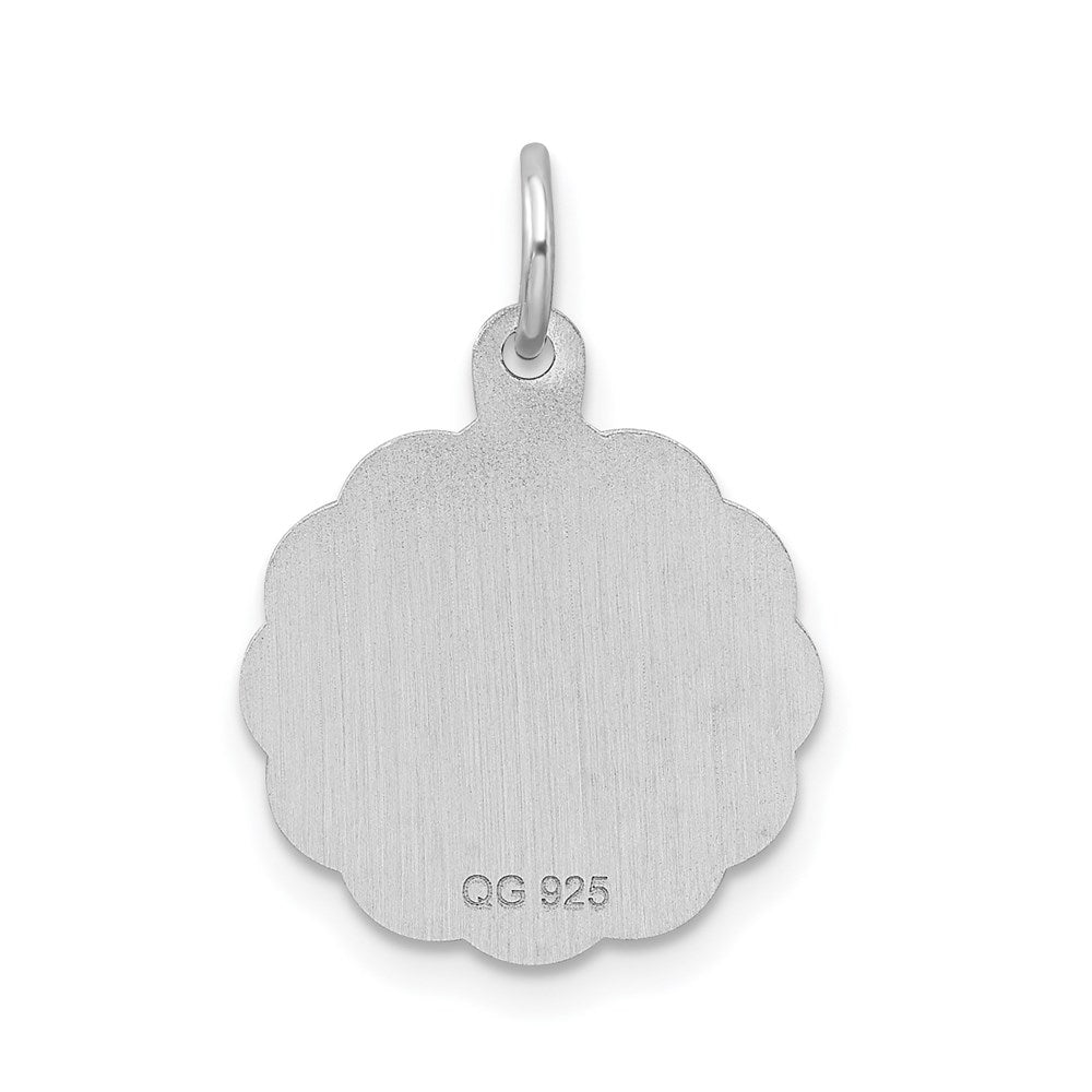 Sterling Silver Silver/Rhodium-Plated Brocaded Letter P Initial Pendant