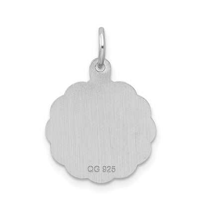 Sterling Silver Silver/Rhodium-Plated Brocaded Letter P Initial Pendant