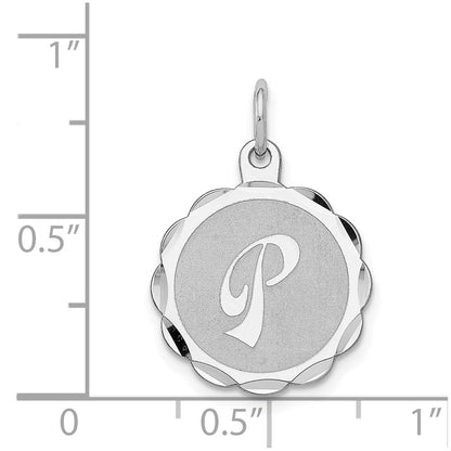 Sterling Silver Silver/Rhodium-Plated Brocaded Letter P Initial Pendant