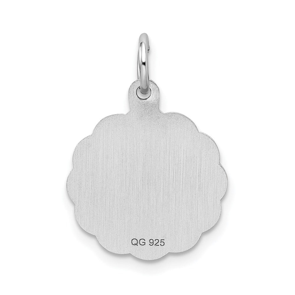Sterling Silver Silver/Rhodium-Plated Brocaded Letter R Initial Pendant