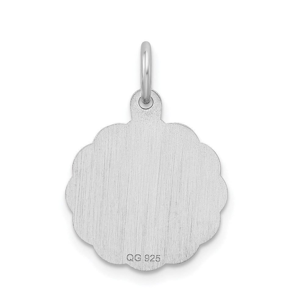 Sterling Silver Silver/Rhodium-Plated Brocaded Letter S Initial Pendant