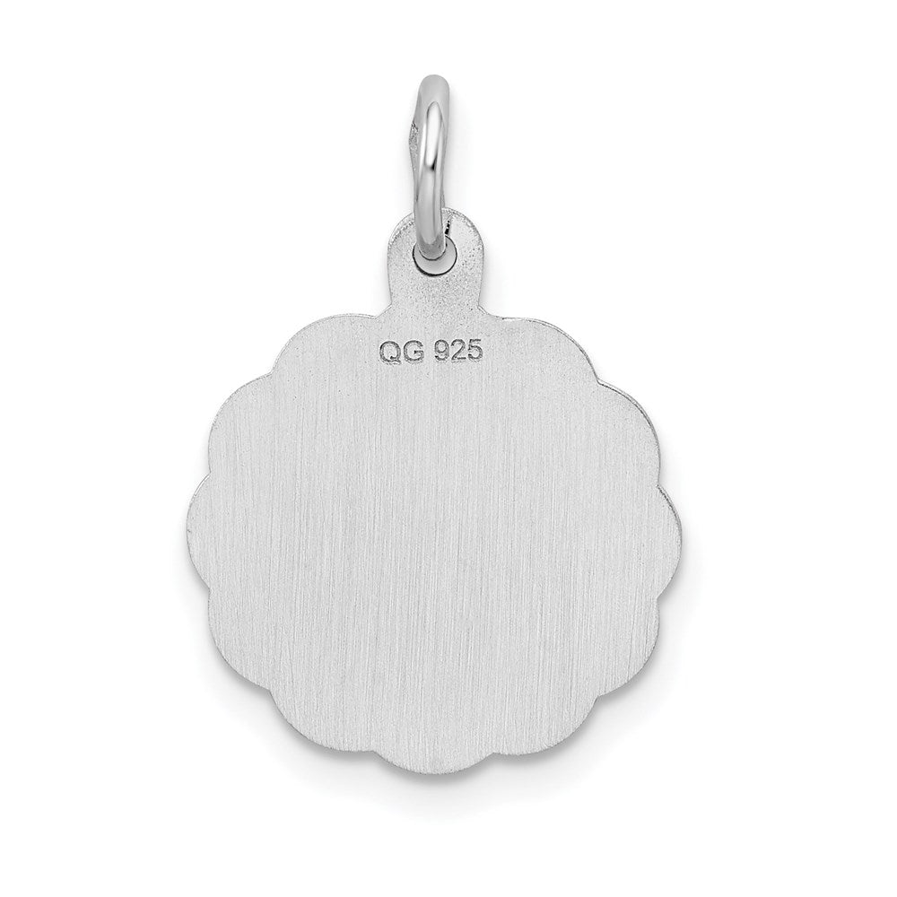 Sterling Silver Silver/Rhodium-Plated Brocaded Letter T Initial Pendant
