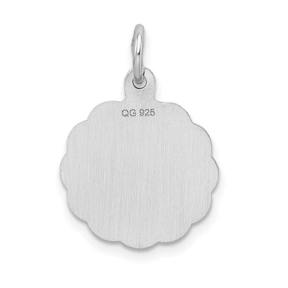 Sterling Silver Silver/Rhodium-Plated Brocaded Letter T Initial Pendant