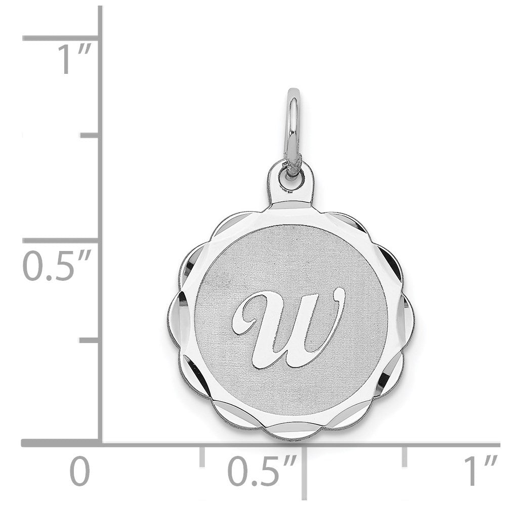 Sterling Silver Silver/Rhodium-Plated Brocaded Letter W Initial Pendant