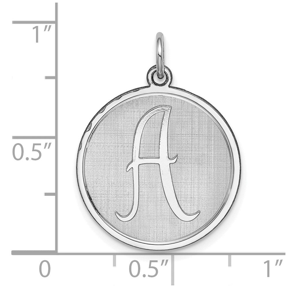 Sterling Silver Rhodium-Plated Brocaded Letter A Initial Charm
