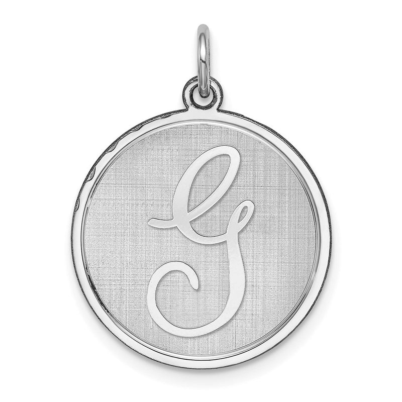 Sterling Silver Rhodium-Plated Brocaded Letter G Initial Charm